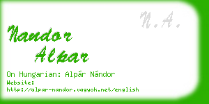 nandor alpar business card